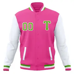 Full-Snap Cotton Blend Varsity Letterman Baseball Jacket 53