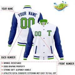 Full-Snap Cotton Blend Varsity Letterman Baseball Jacket 76