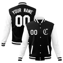 Full-Snap Letterman Baseball Jacket with Raglan Sleeves 10