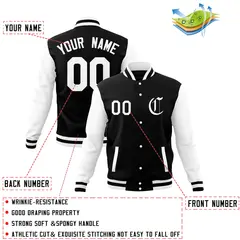Full-Snap Letterman Baseball Jacket with Raglan Sleeves 13