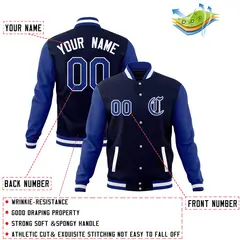 Full-Snap Letterman Baseball Jacket with Raglan Sleeves 21