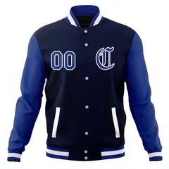 Full-Snap Letterman Baseball Jacket with Raglan Sleeves 22
