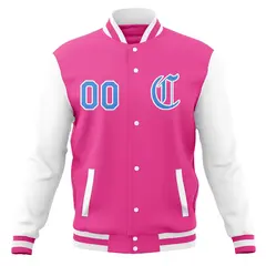 Full-Snap Letterman Baseball Jacket with Raglan Sleeves 53
