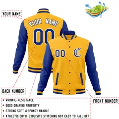 Full-Snap Letterman Baseball Jacket with Raglan Sleeves 60