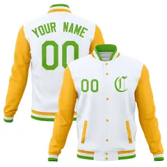 Full-Snap Letterman Baseball Jacket with Raglan Sleeves 73