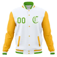 Full-Snap Letterman Baseball Jacket with Raglan Sleeves 77