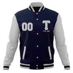 Full-Snap Letterman Varsity Baseball Jacket 5