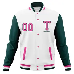 Full-Snap Letterman Varsity Baseball Jacket 77