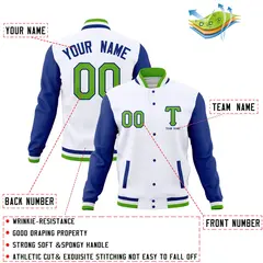 Full-Snap Letterman Varsity Baseball Jacket 77