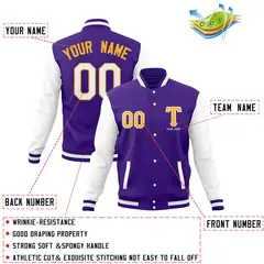 Full-Snap Stitched Letterman Varsity Baseball Jacket 36