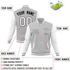 Full-Snap Stitched Varsity Letterman Baseball Jacket Coats 36