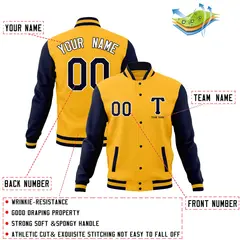 Full-Snap Stitched Varsity Letterman Baseball Jacket Coats 60