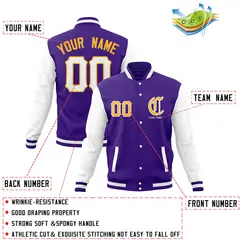 Full-Snap Varsity Bomber Baseball Jacket 44