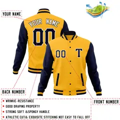 Men's Full-Snap Varsity Letterman Baseball Jacket 60