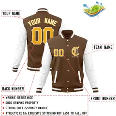 Full-Snap Varsity Letterman Baseball Jacket Coats 44