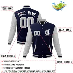 Full-Snap Varsity Letterman Baseball Jacket Coats 12