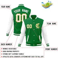 Full-Snap Varsity Letterman Baseball Jacket Coats 52