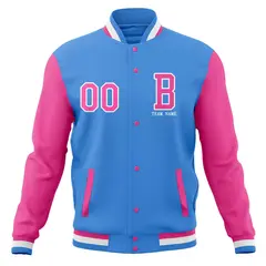 Full-Snap Varsity Letterman Baseball Jacket Stitched Coats 37