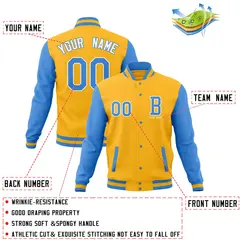 Full-Snap Varsity Letterman Baseball Jacket Stitched Coats 44