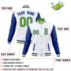 Full-Snap Varsity Letterman Baseball Jacket Stitched Coats 76
