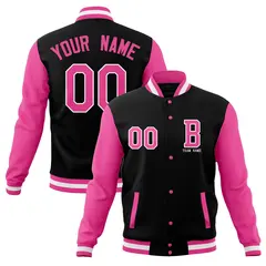Full-Snap Varsity Letterman Baseball Jacket Stitched Coats 9