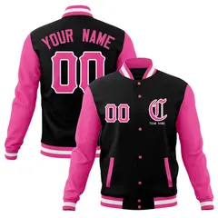 Full-Snap Varsity Letterman Baseball Jacket Stitched Name Number 1