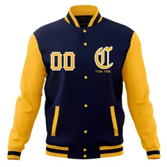 Full-Snap Varsity Letterman Baseball Jacket Stitched Name Number 13