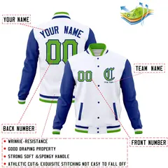 Full-Snap Varsity Letterman Baseball Jacket Stitched Name Number 28