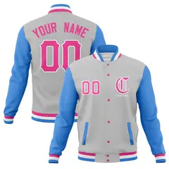 Full-Snap Varsity Letterman Baseball Jacket Stitched Name Number 33