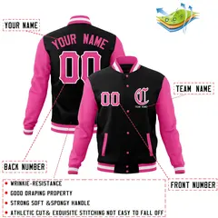 Full-Snap Varsity Letterman Baseball Jacket Stitched Name Number 4