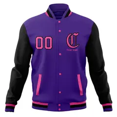 Full-Snap Varsity Letterman Baseball Jacket Stitched Name Number 45
