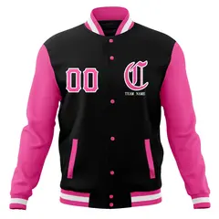 Full-Snap Varsity Letterman Baseball Jacket Stitched Name Number 5