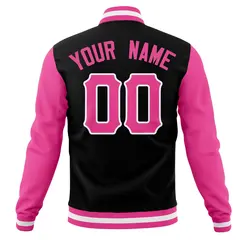 Full-Snap Varsity Letterman Baseball Jacket Stitched Name Number 6