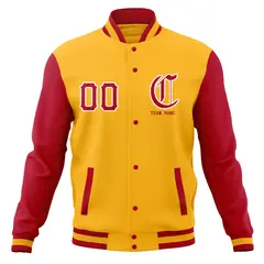 Full-Snap Varsity Letterman Baseball Jacket Stitched Name Number 61