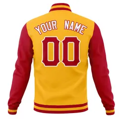 Full-Snap Varsity Letterman Baseball Jacket Stitched Name Number 62