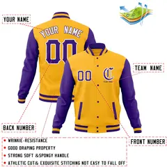Full-Snap Varsity Letterman Baseball Jacket Stitched Name Number 68