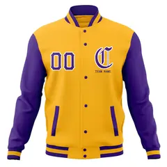 Full-Snap Varsity Letterman Baseball Jacket Stitched Name Number 69