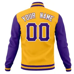 Full-Snap Varsity Letterman Baseball Jacket Stitched Name Number 70