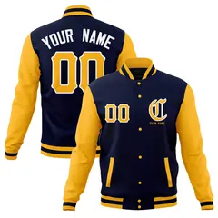 Full-Snap Varsity Letterman Baseball Jacket Stitched Name Number 9