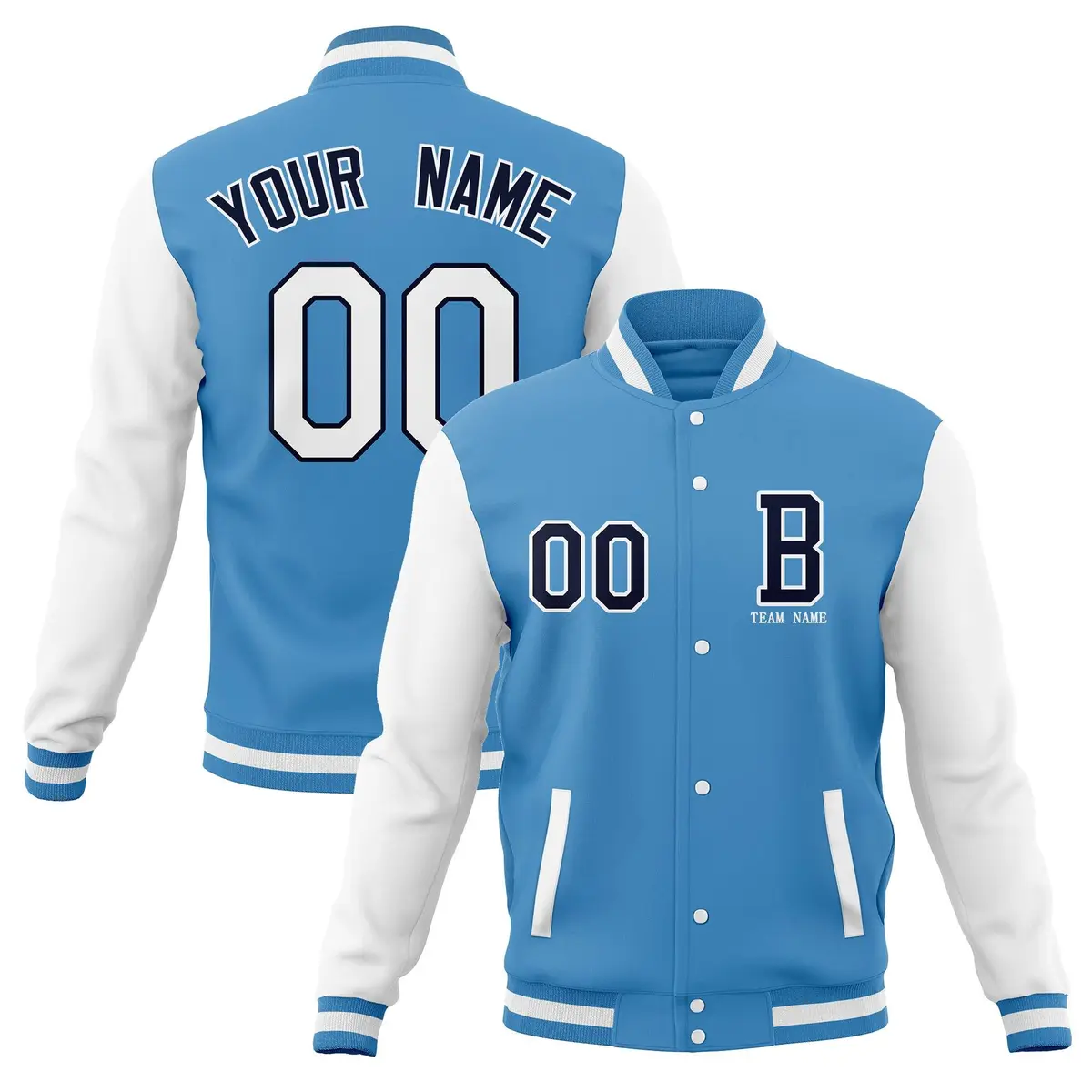 Full-Snap Varsity Letterman Stitched Bomber Baseball Coat