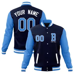 Full-Snap Varsity Letterman Stitched Bomber Baseball Coat 17