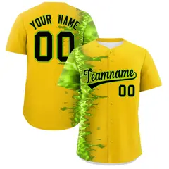 Gold 3D Flame Design Authentic Baseball Jersey