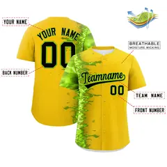 Gold 3D Flame Design Authentic Baseball Jersey 2