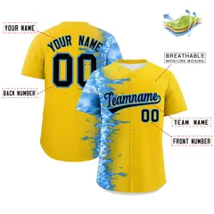 Gold 3D Flame Design Authentic Baseball Jersey 2
