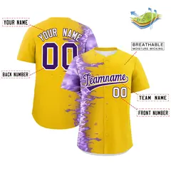 Gold 3D Flame Design Authentic Baseball Jersey 2