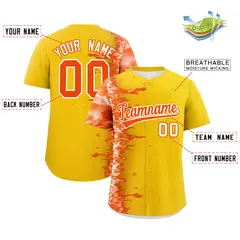 Gold 3D Flame Design Authentic Baseball Jersey 2