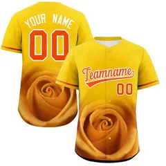 Gold 3D Flower Design Authentic Baseball Jersey