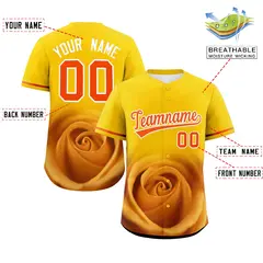 Gold 3D Flower Design Authentic Baseball Jersey 2