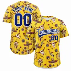 Gold 3D Graffiti Pattern Authentic Baseball Jersey