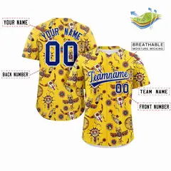 Gold 3D Graffiti Pattern Authentic Baseball Jersey 2